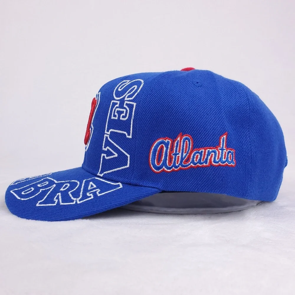 Atlanta‎ Braves Mitchell & Ness MLB Pro Fit Snapback Cap Hat 3D Logo Blue NWT